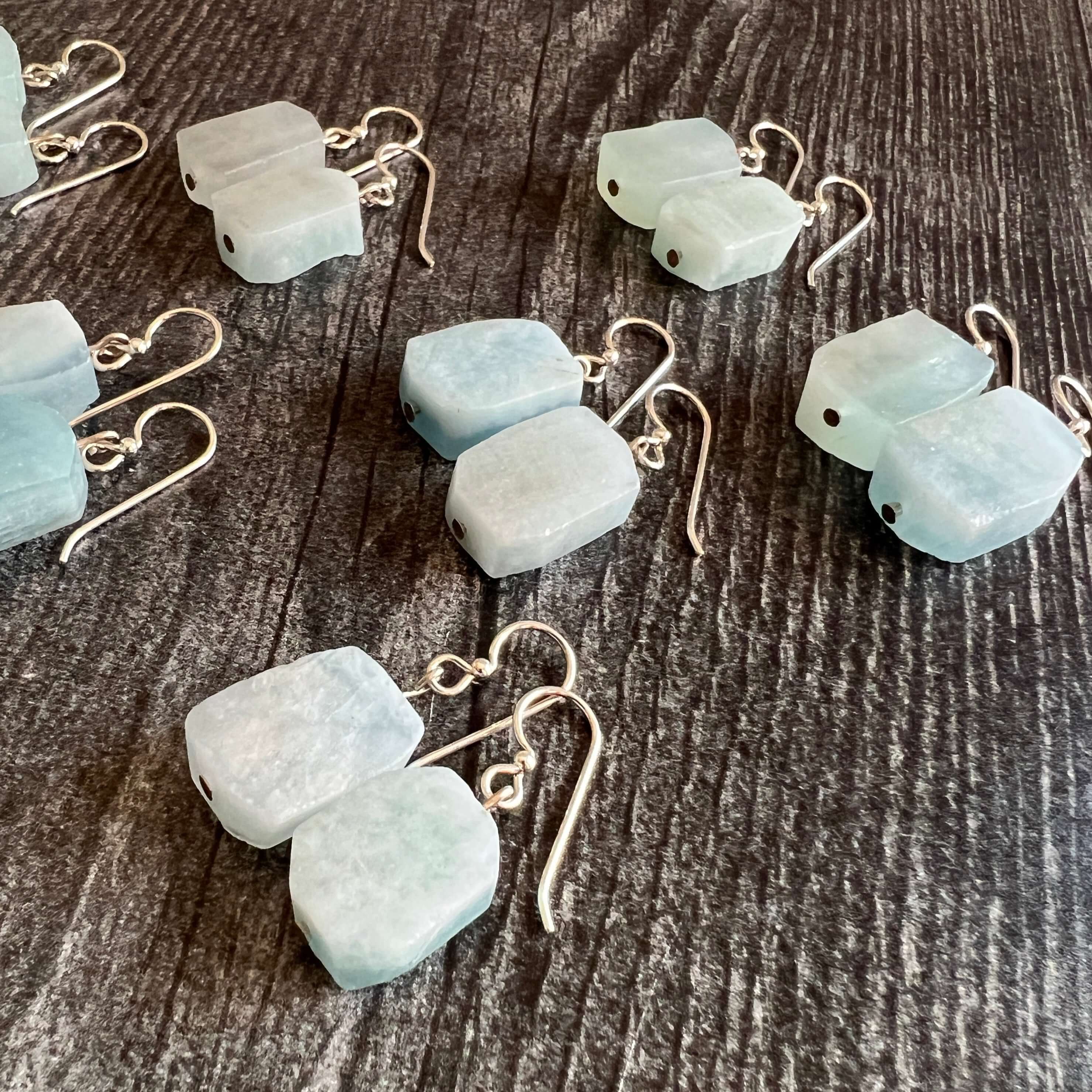 Aquamarine Rough-Cut Earrings