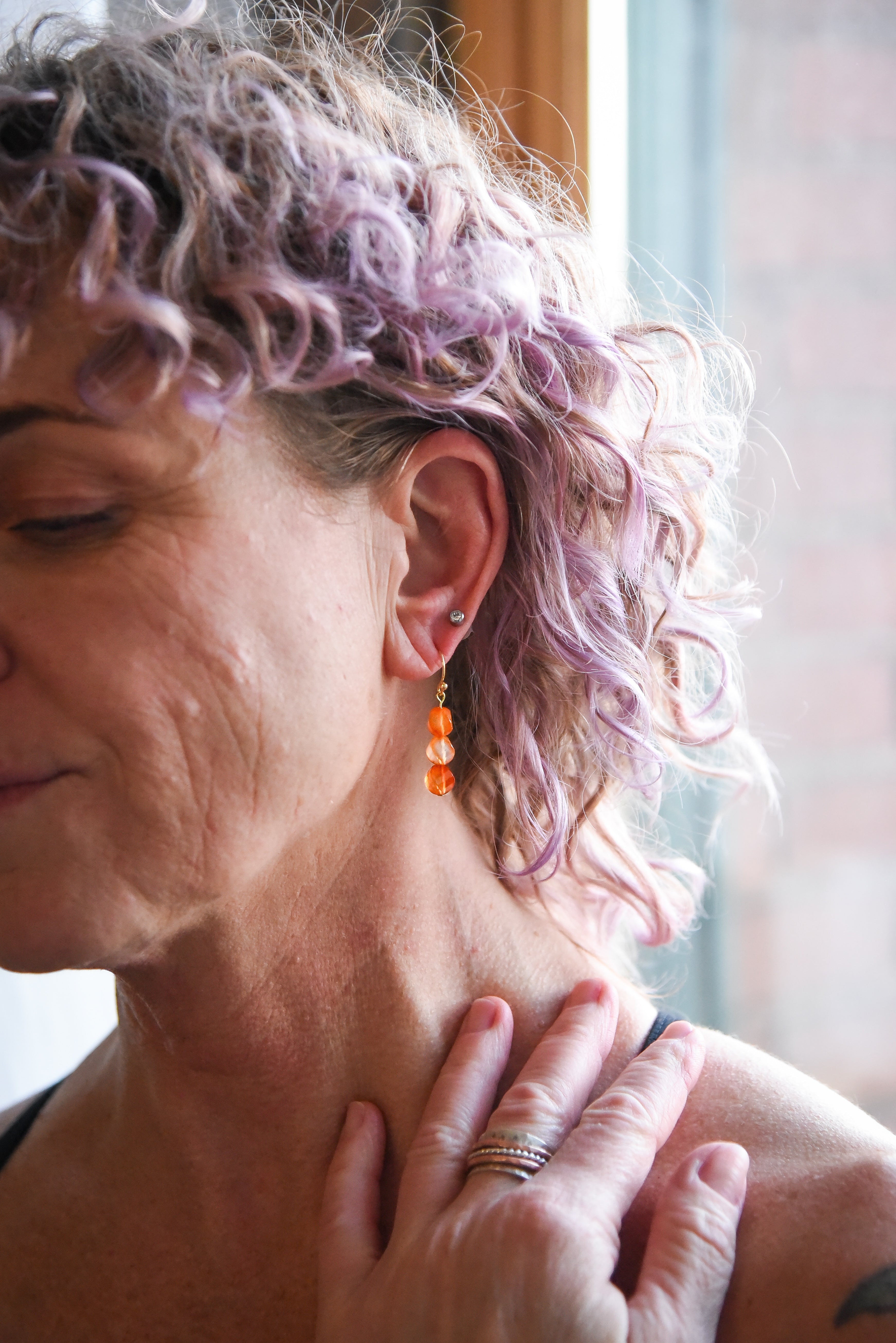 Carnelian Spiral Sphere Earrings