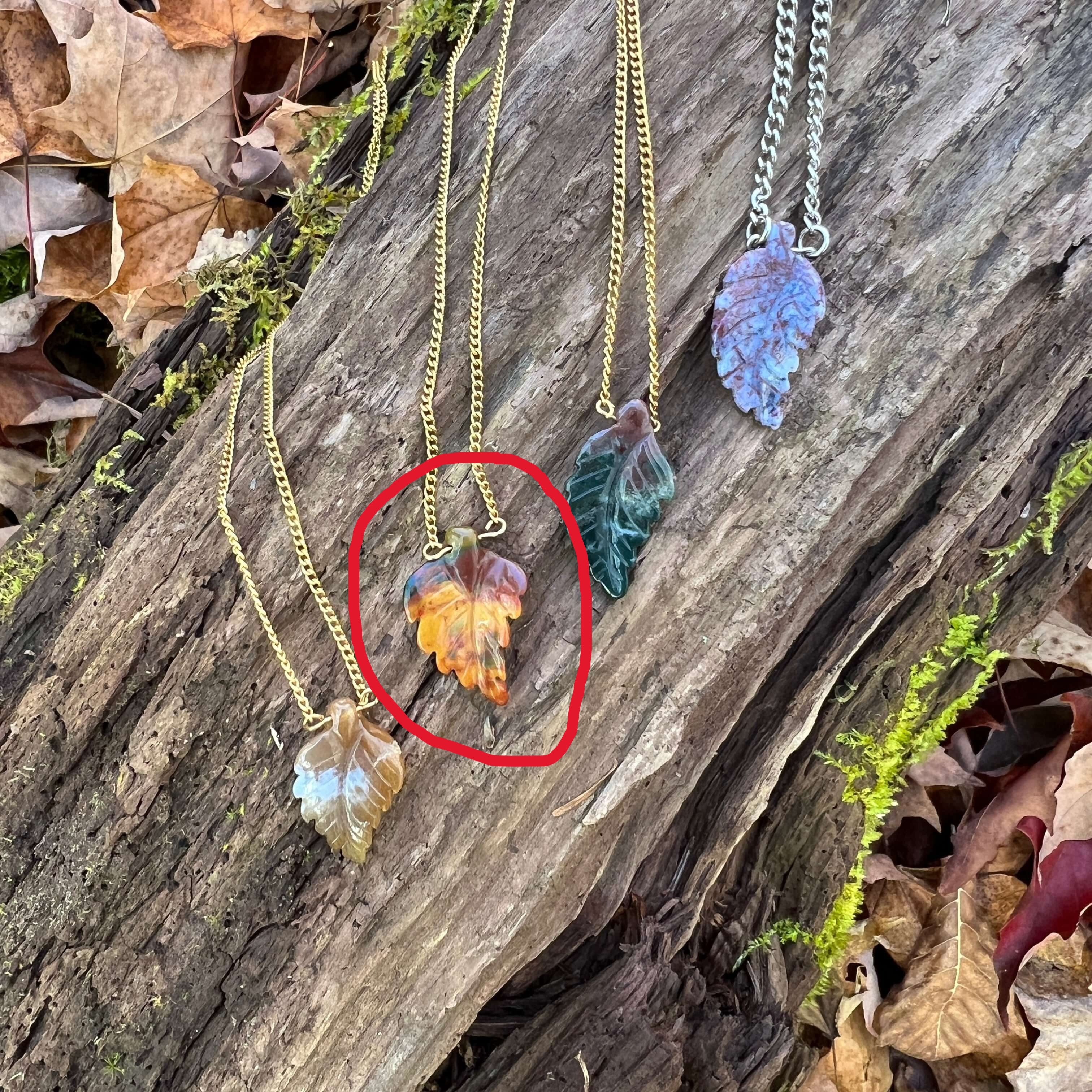 Agate Leaf Necklace