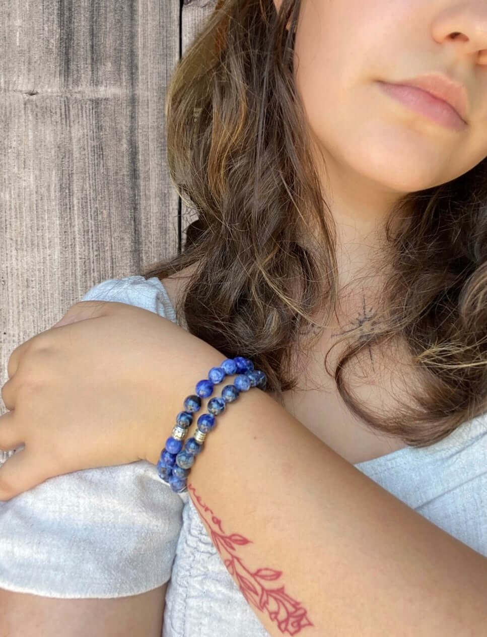 Lapis Lazuli Bead Bracelet This bracelet is made with high-quality Lapis Lazuli stones which bring wisdom to the wearer. Zodiac: Sagittarius and Libra. Chakras: Third Eye, Crown, and Throat. Handmade with authentic crystals & gemstones in Minneapolis, MN.