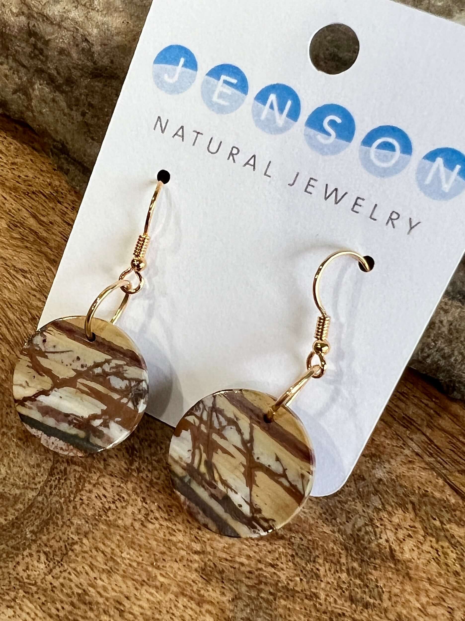 Red Creek Jasper Circle Earrings These earrings are made with high-quality Red Creek Jasper gemstones which bring balancing energy to the wearer. Zodiac Signs: Aries, Scorpio Chakras: Root, Sacral. Handmade with authentic crystals & gemstones in Minneapol