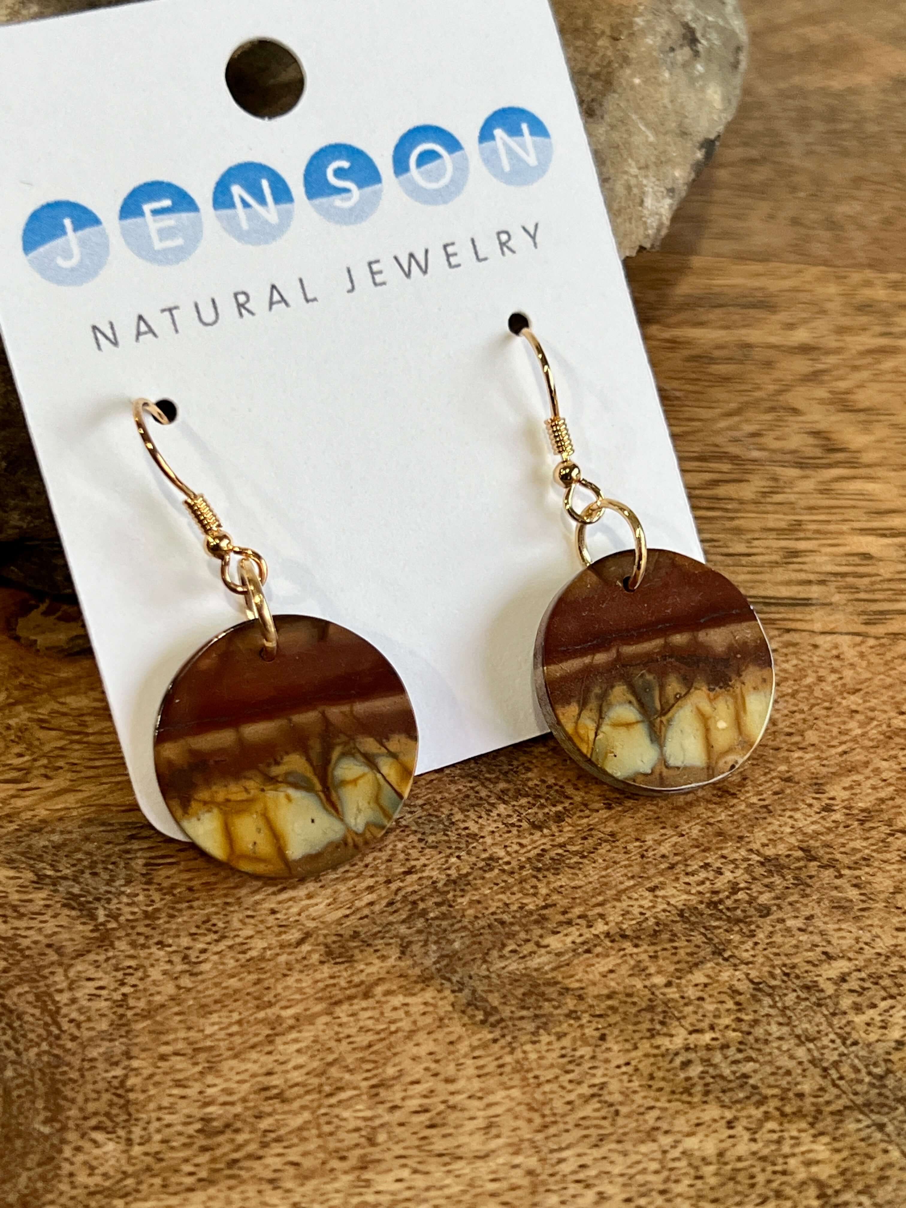 Red Creek Jasper Circle Earrings These earrings are made with high-quality Red Creek Jasper gemstones which bring balancing energy to the wearer. Zodiac Signs: Aries, Scorpio Chakras: Root, Sacral. Handmade with authentic crystals & gemstones in Minneapol