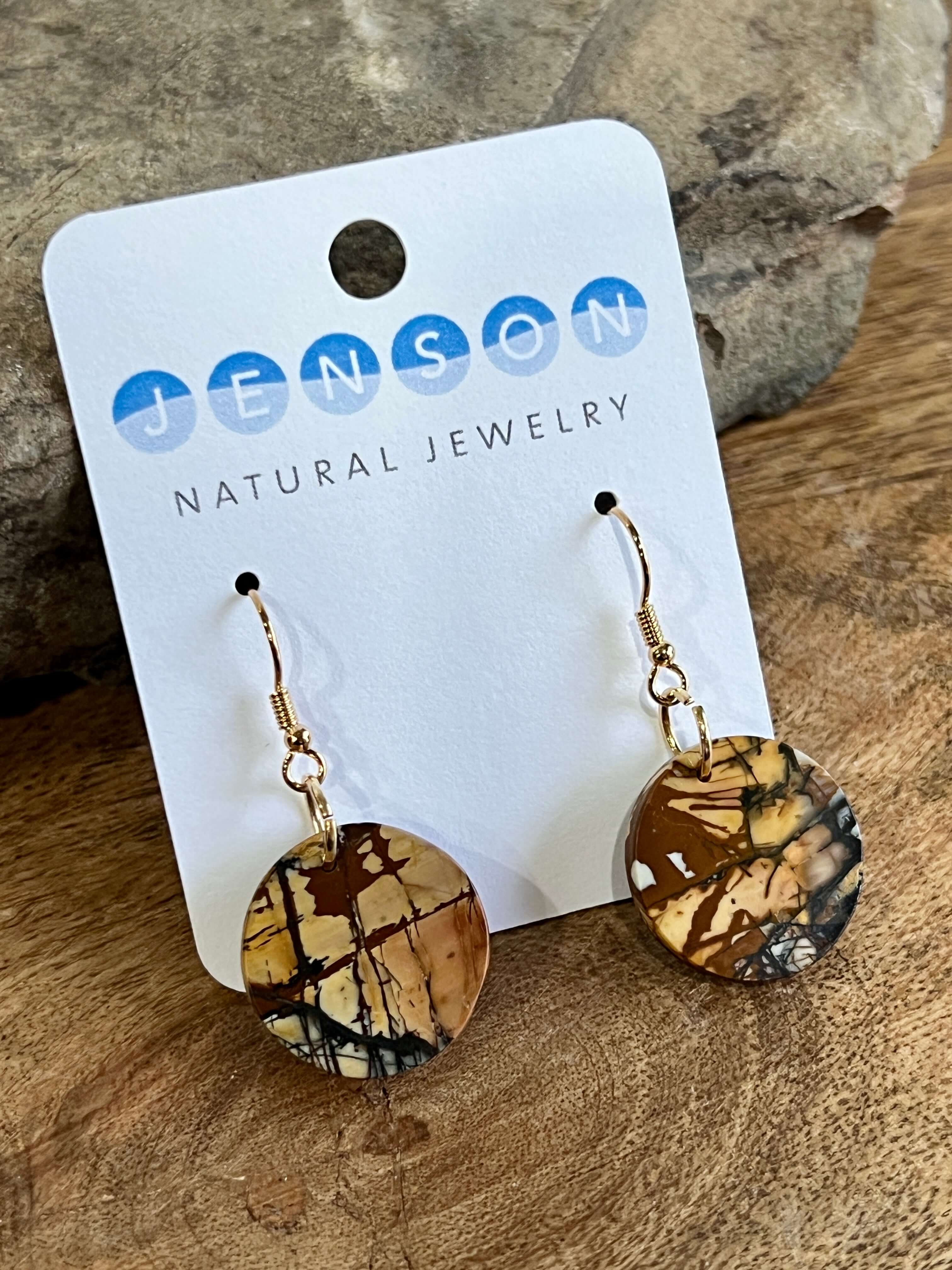 Red Creek Jasper Circle Earrings These earrings are made with high-quality Red Creek Jasper gemstones which bring balancing energy to the wearer. Zodiac Signs: Aries, Scorpio Chakras: Root, Sacral. Handmade with authentic crystals & gemstones in Minneapol